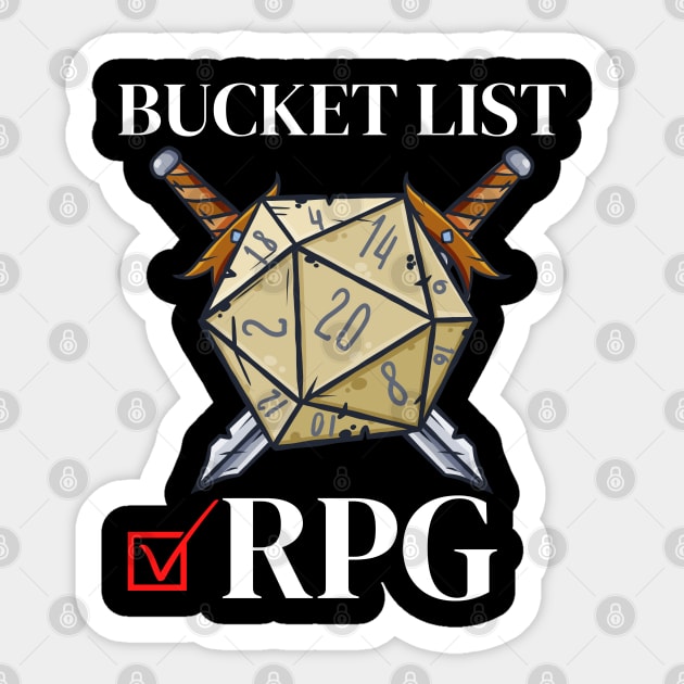 Bucket List Rpg Fantasy Tabletop Enjoy Rolling D20 Gamer Sticker by Johner_Clerk_Design